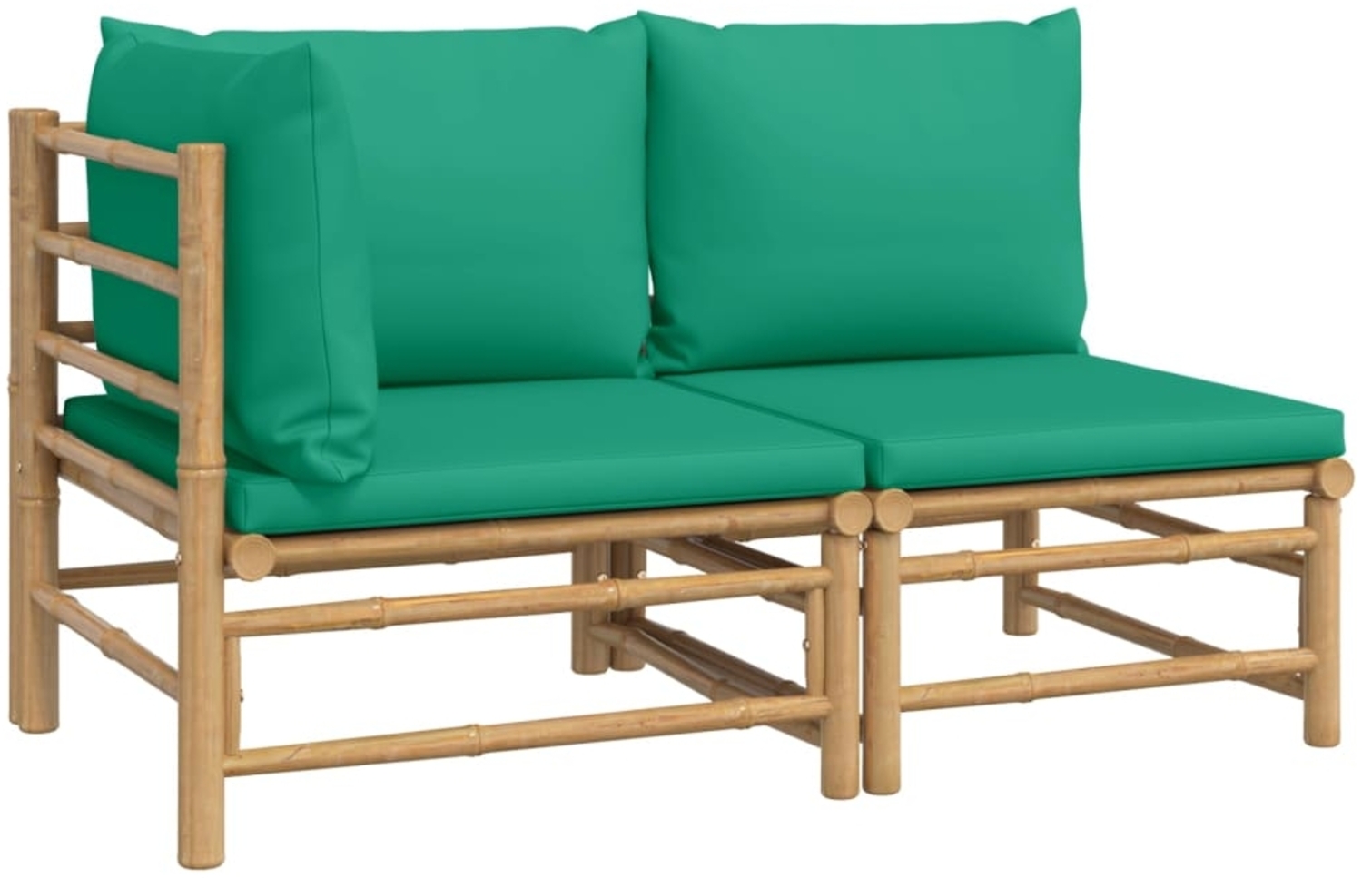 vidaXL 2-tlg. Garten-Lounge-Set mit Grünen Kissen Bambus 362291 Bild 1