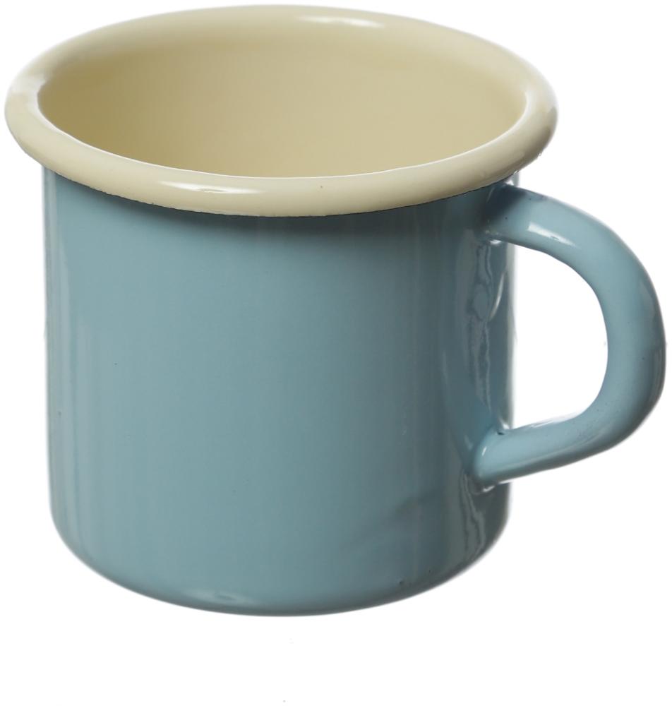 Krüger Becher - Blechbecher emailliert - D: 8cm - 0,35L - pastellblau, creme - 2 Stück Bild 1