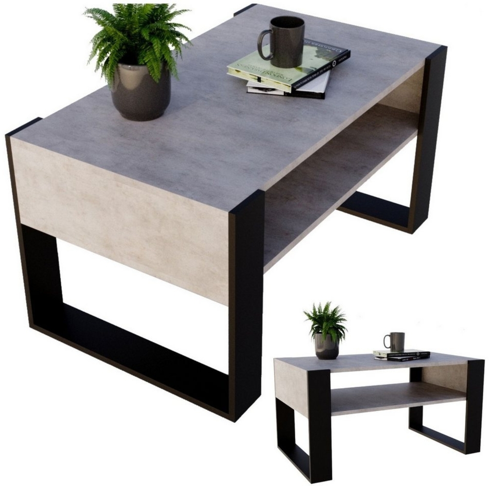 CraftPAK Couchtisch Wohnzimmer Tisch für Couch - mit zusätzlicher Ablagefläche Bild 1
