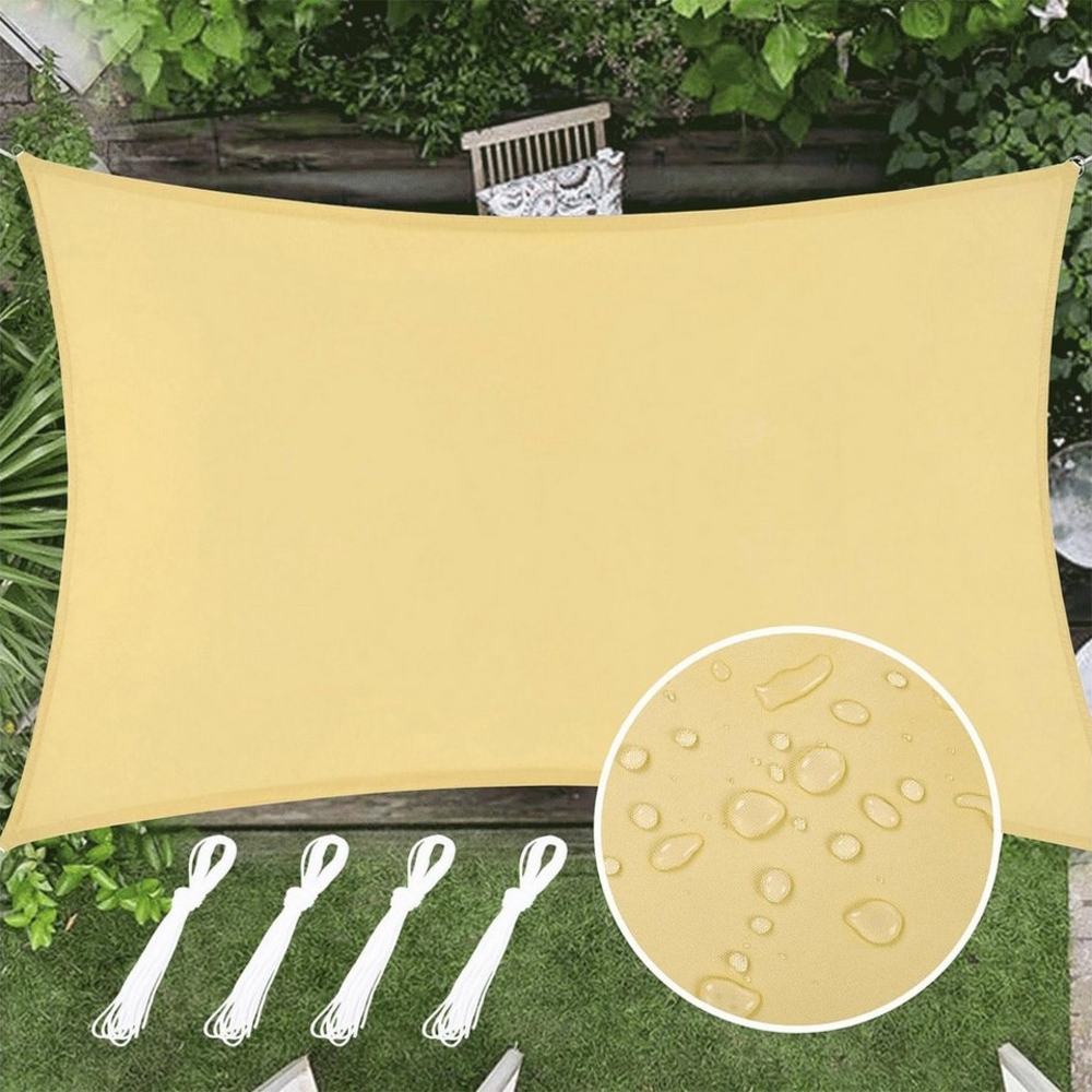 Jibenhome Sonnensegel Sonnenschutz Windschutz 2x3m Oxford-Stoff 160GSM Terrassenüberdachung, Rechteck Schattenspender 95% UV Schutz Geeignet für Garten Terrasse Bild 1