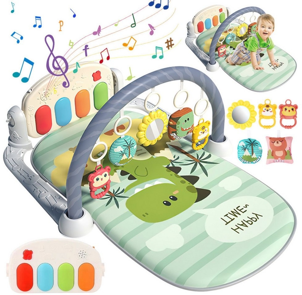 Krabbeldecke Spielmatte mit Spielbogen Baby Lernmatte Spieldecke Erlebnisdecke, ZEUOPQ, mit Klavier, Licht, Musik, Spiegel Lernspielzeug Waschbar Bild 1