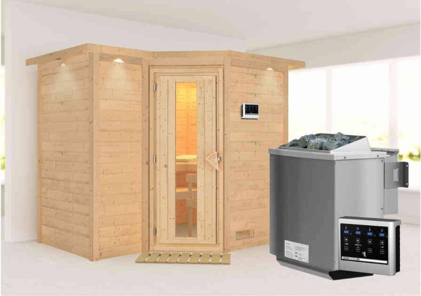 Karibu Sauna Innenkabine Sahib Innensauna 3 Sitzbänke aus Holz Saunakabine mit 40 mm Wandstärke Dampfsauna mit Montagematerial Bild 1