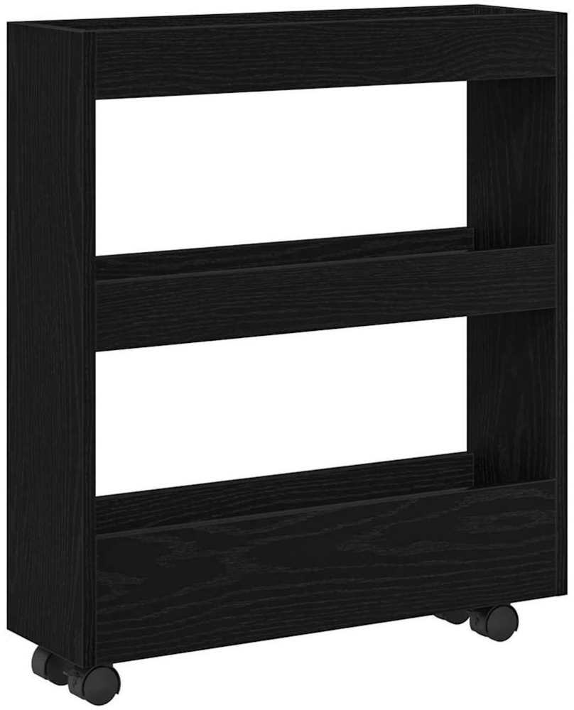 vidaXL Schmaler Aufbewahrungswagen Schwarz Eichen-Optik 869249 Bild 1