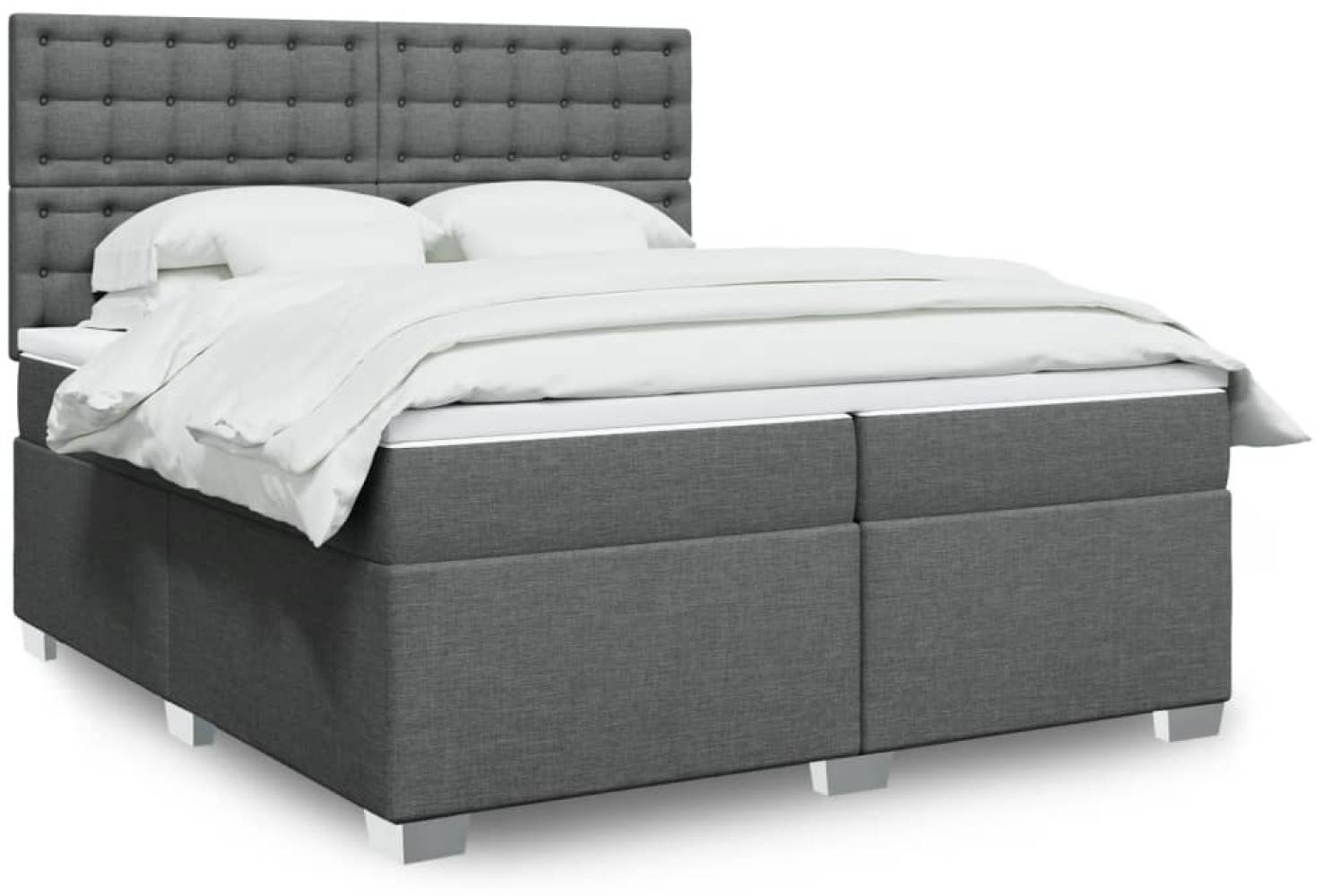 vidaXL Boxspringbett mit Matratze Dunkelgrau 200x200 cm Stoff 3290610 Bild 1