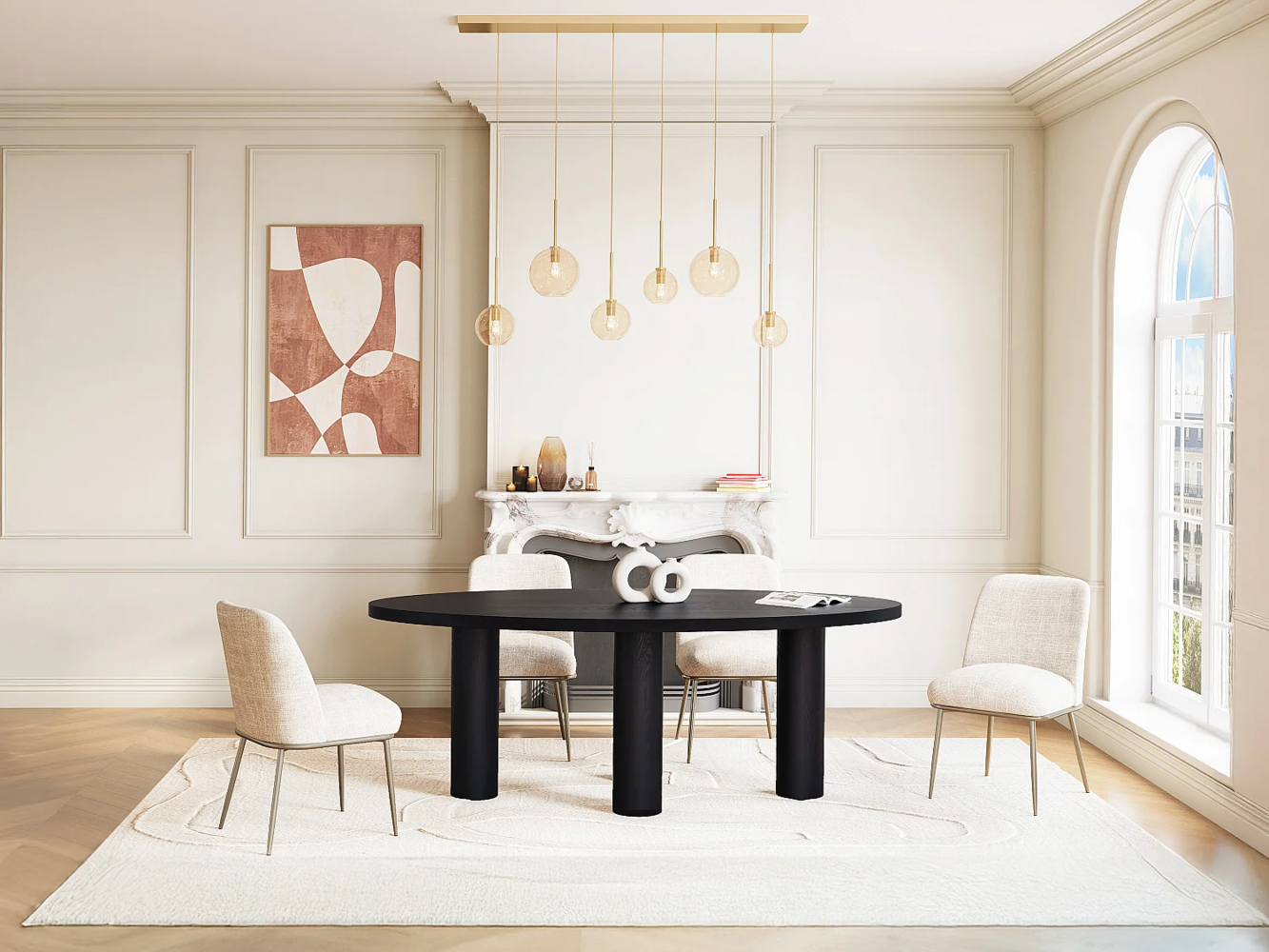 Vente-unique - Esstisch 8 Personen - Eschenfurnier - Schwarz - FALYN Bild 1