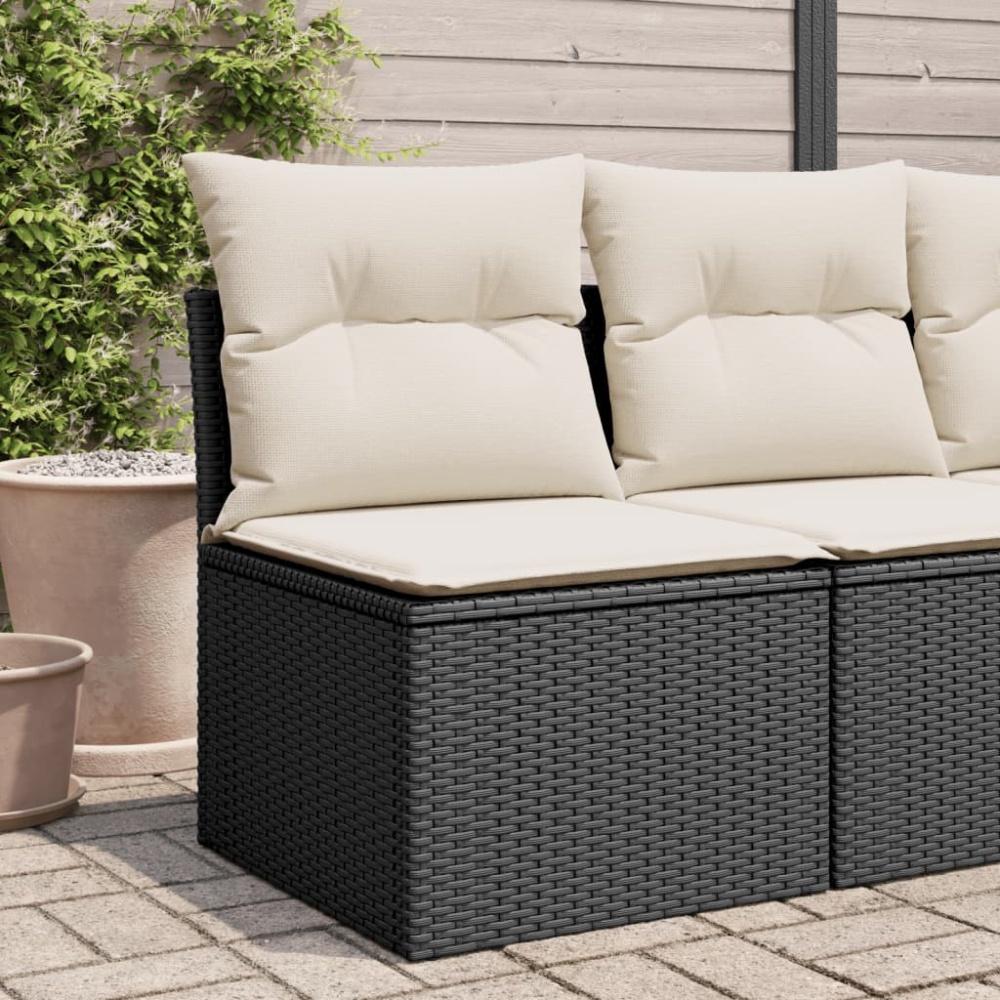 vidaXL Gartensofa ohne Armlehnen mit Kissen Schwarz Poly Rattan 365996 Bild 1