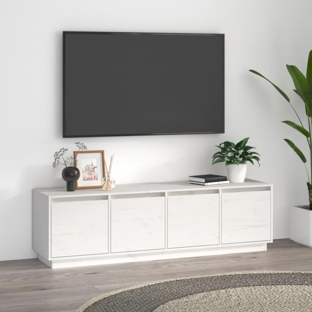 vidaXL TV-Schrank Weiß 156x37x45 cm Massivholz Kiefer 814395 Bild 1