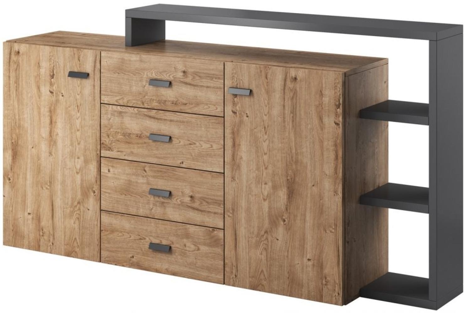 Kommode Sideboard Schrank BENDY 180x98x37cm in Grau-Eiche Ribbeck Bild 1