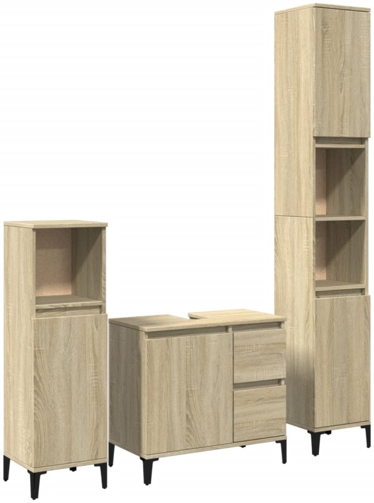 vidaXL 3-tlg. Badmöbel-Set Sonoma-Eiche Holzwerkstoff 3282654 Bild 1