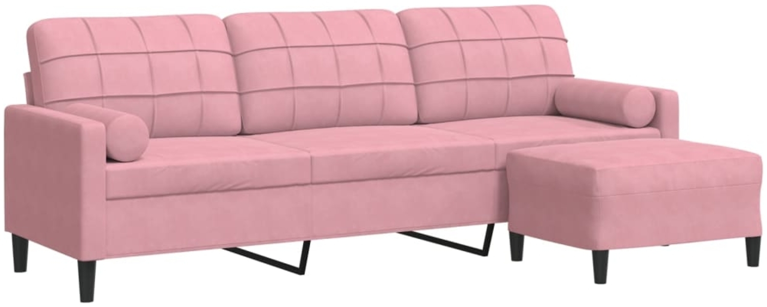 vidaXL 3-Sitzer-Sofa mit Hocker Rosa 210 cm Samt 3278280 Bild 1
