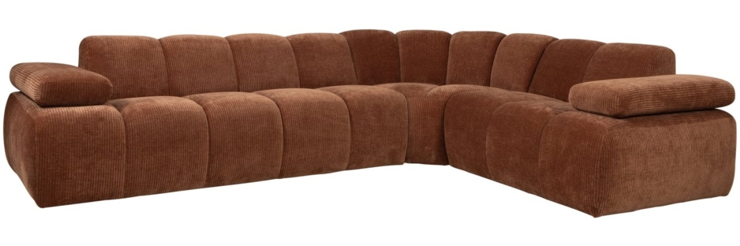 Ecksofa Mojo aus Flachcord Rechts, Rostbraun Bild 1