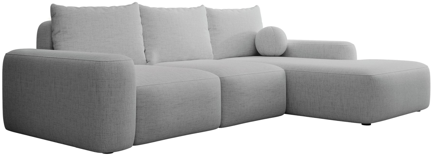Selsey 'Carnos' Ecksofa mit Schlaffunktion, Ballkissen, Chenillebezug, Grau, rechtsseitig Bild 1