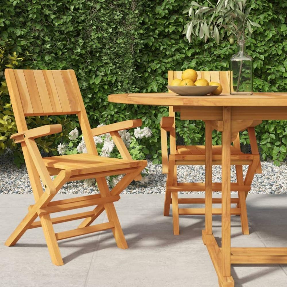 vidaXL Gartenstühle 2 Stk. Klappbar 55x61x90 cm Massivholz Teak 362760 Bild 1