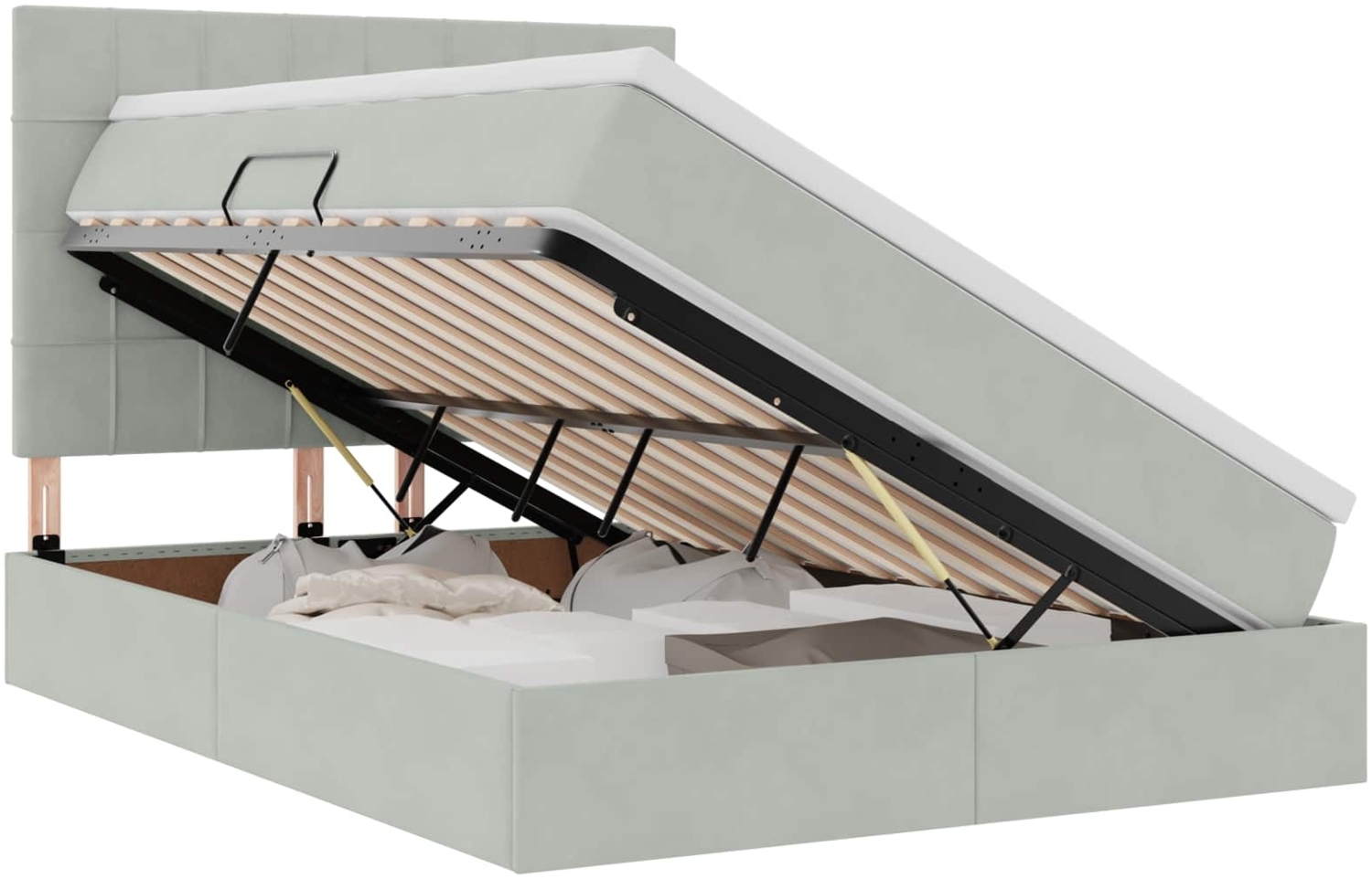 vidaXL Bett mit LED-Lichtleisten Hellgrau 140 x 190 cm Samt 3372663 Bild 1