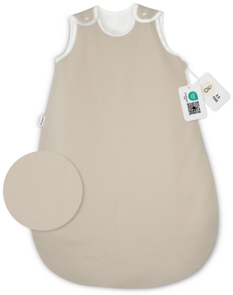 Ehrenkind® Babyschlafsack | Schlafsack Rund 2.5 TOG | Bio-Baumwolle | Ganzjahres Schlafsack Baby Gr. 50/56 Farbe Beige | Oeko-Tex | Schlafsack winter und Sommer Schlafsack Kinder Bild 1