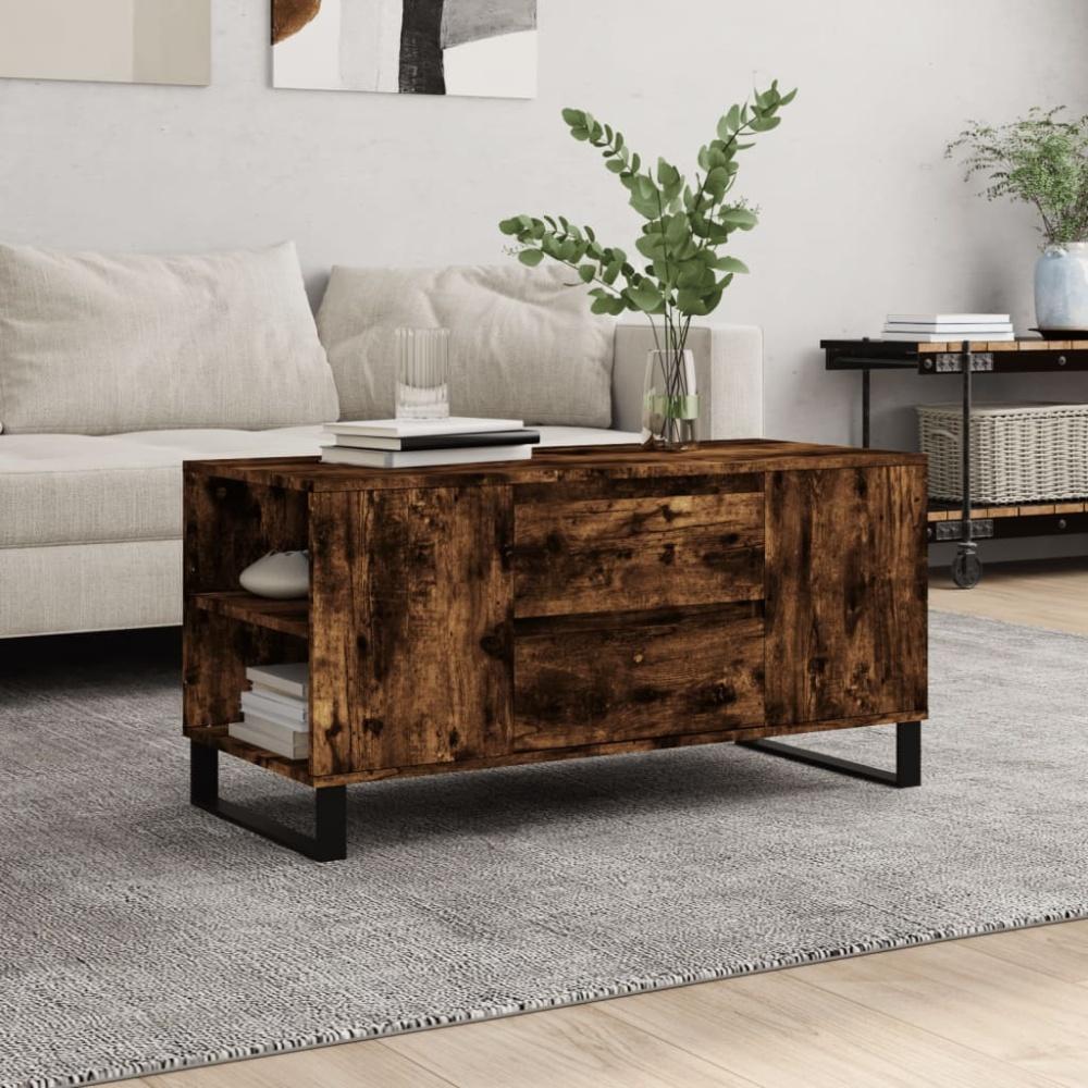 vidaXL Couchtisch Räuchereiche 102x44,5x50 cm Holzwerkstoff 831009 Bild 1