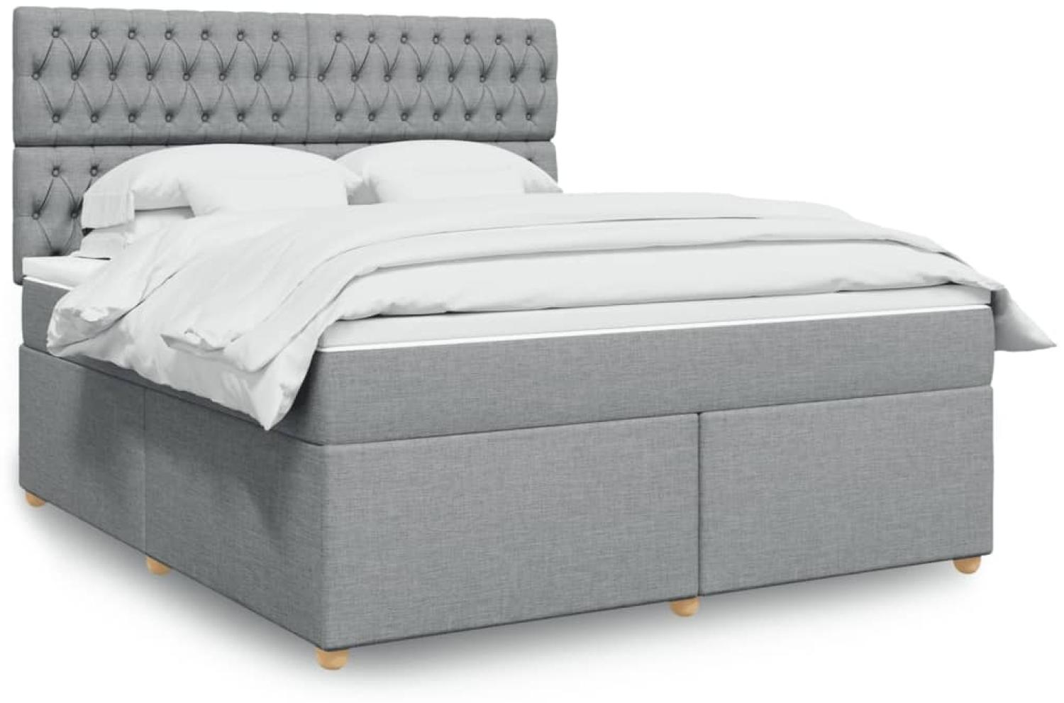 vidaXL Boxspringbett mit Matratze Hellgrau 180x200 cm Stoff 3293666 Bild 1