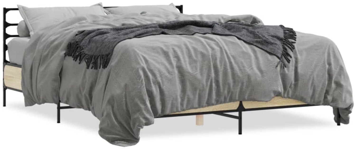 vidaXL Bettgestell Sonoma-Eiche 160x200 cm Holzwerkstoff und Metall 3280053 Bild 1