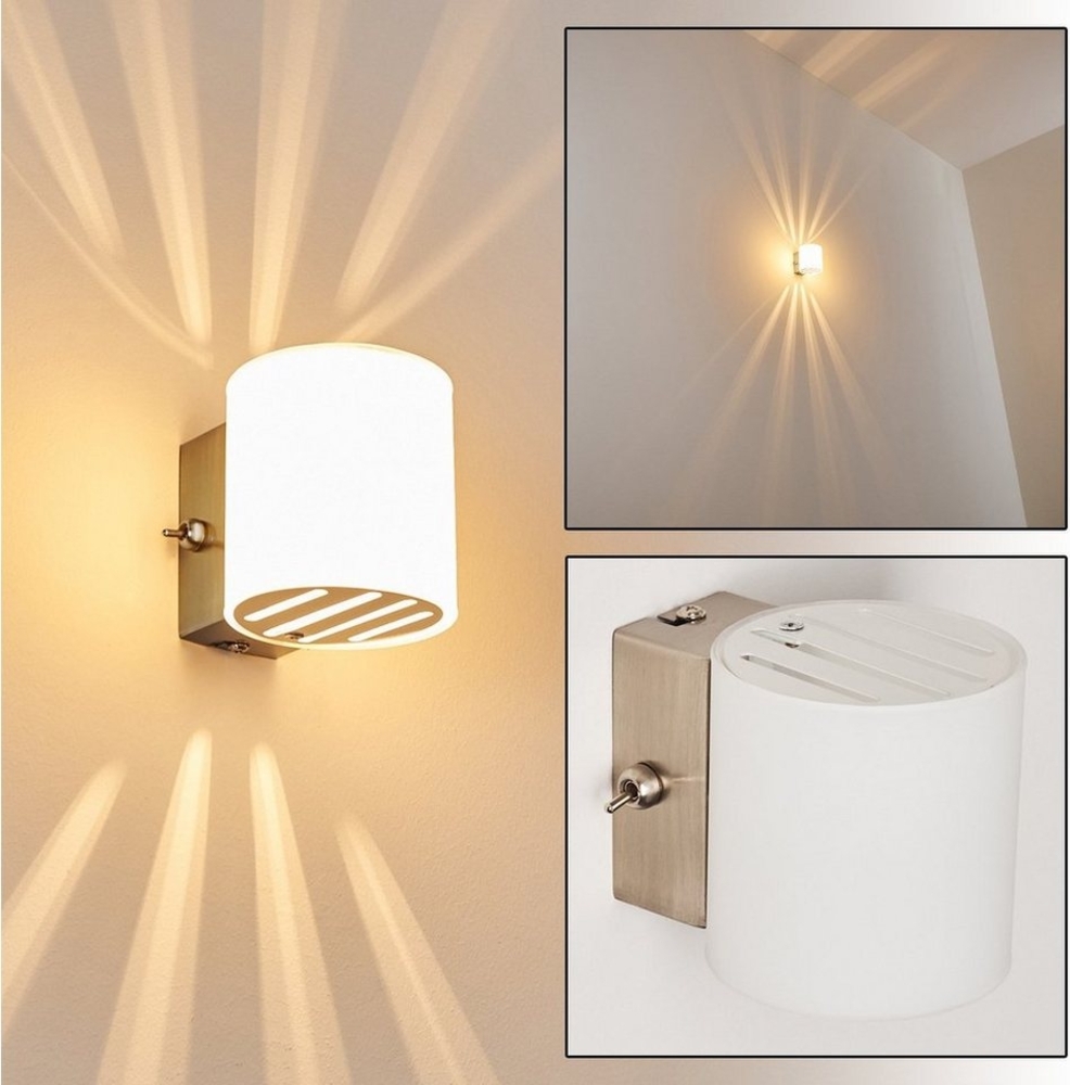 hofstein Wandleuchte »Hers« moderne Wandlampe aus Metall/Glas in Weiß/Nickel-matt, ohne Leuchtmittel, mit Up & Down-Effekt, 1xG9, mit Lichteffekt und An-/ Ausschalter Bild 1