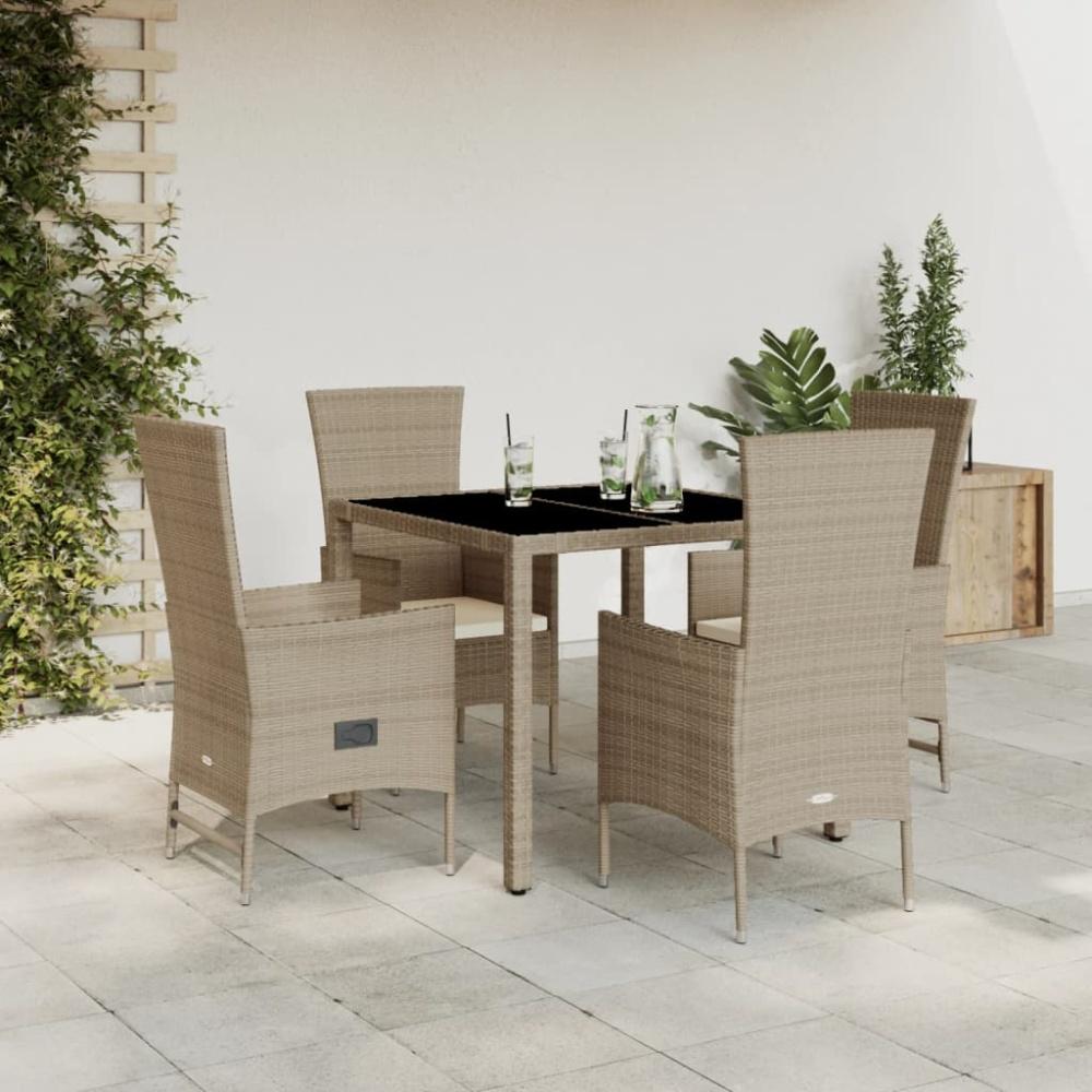 vidaXL 5-tlg. Garten-Essgruppe mit Kissen Beige Poly Rattan 3277569 Bild 1