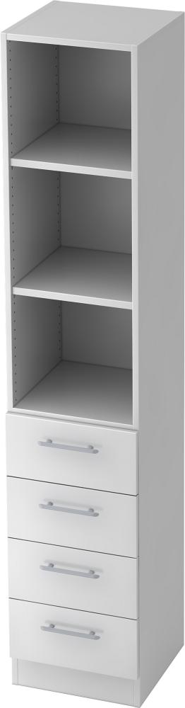 bümö office Aktenschrank Regal mit Schubladen, Büroschrank schmal aus FSC-Holz, 40cm breit in weiß - Aktenregal & Schubladenschrank mit Relinggriffen, Büro Möbel Schrank System, 7600-W-W-RE Bild 1