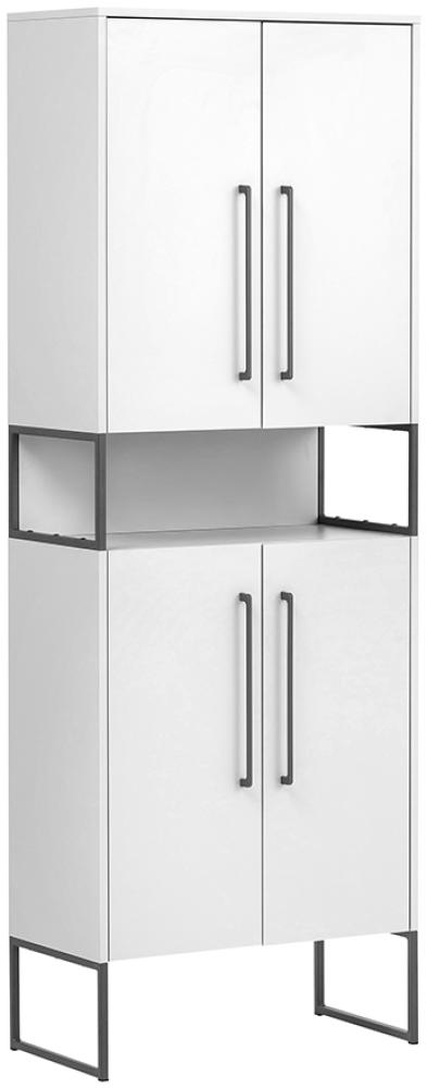 SCHILDMEYER Hochschrank Badschrank Highboard Limone weiß 65,2 x 183,4 x 33,1 cm Bild 1