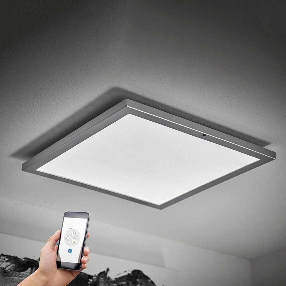 LED SmartHome Deckenleuchte per Fernbedienung und App steuerbar : Ohne Glitzereffekt : Chrom-Matt Bild 1