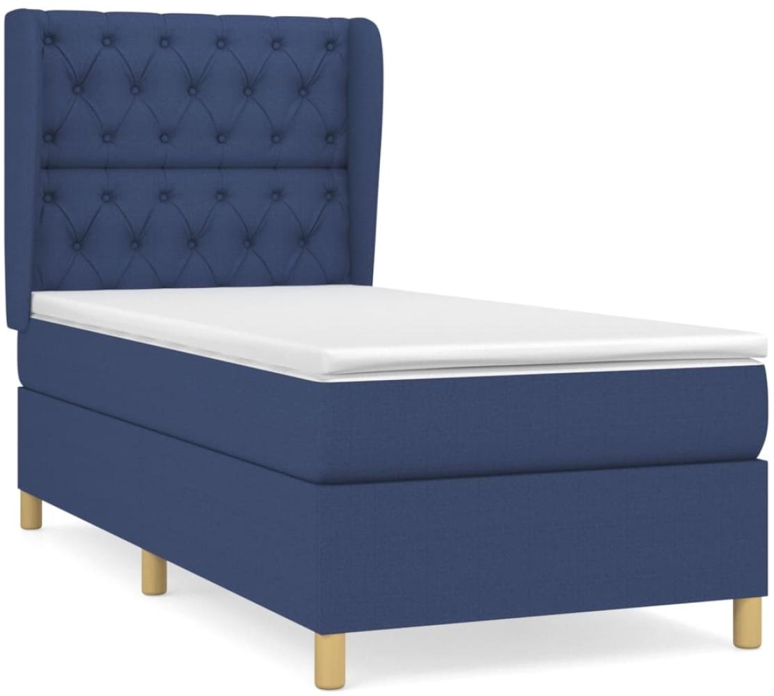 vidaXL Boxspringbett mit Matratze Blau 80x200 cm Stoff 3128723 Bild 1