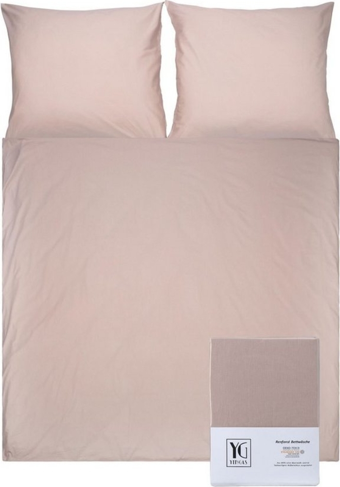 YENGAS Bettwäsche mit Reißverschluss, 100% Baumwolle Renforcé, 200x200cm, Beige Bild 1