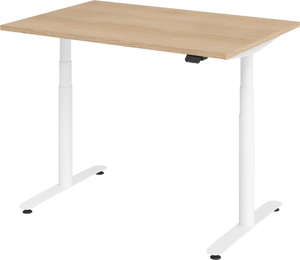 bümö® smarter Schreibtisch Serie-XDLR elektrisch höhenverstellbar mit App-Steuerung 120 x 80 cm in Eiche / Weiß Bild 1