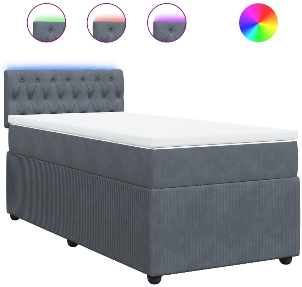 vidaXL Boxspringbett mit Matratze Dunkelgrau 90x200 cm Samt 3289945 Bild 1