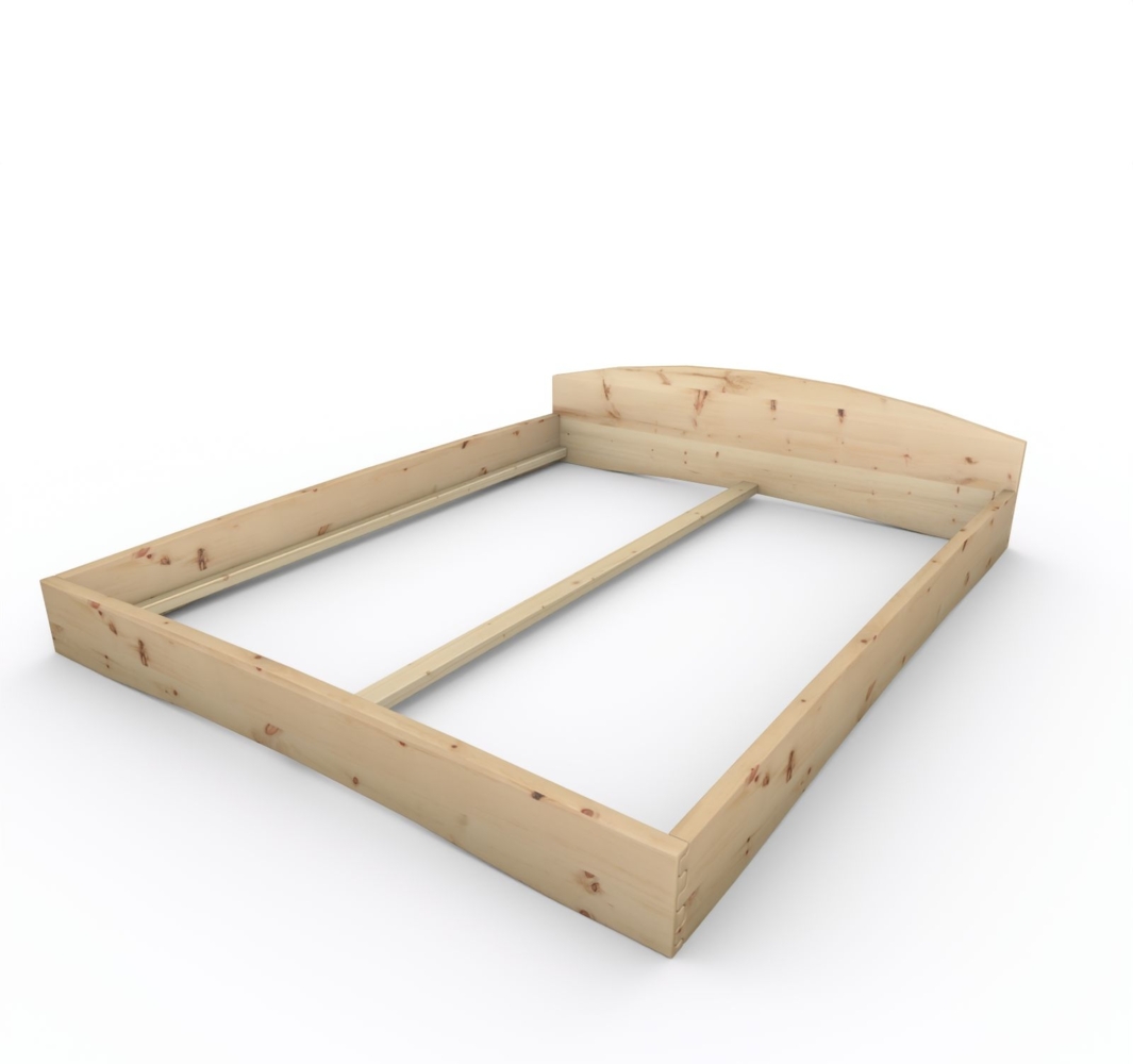 Zirbenbett Massivholzbett "Rosi" metallfrei 180 x 220 cm 20 cm mit Kopfteil Bild 1