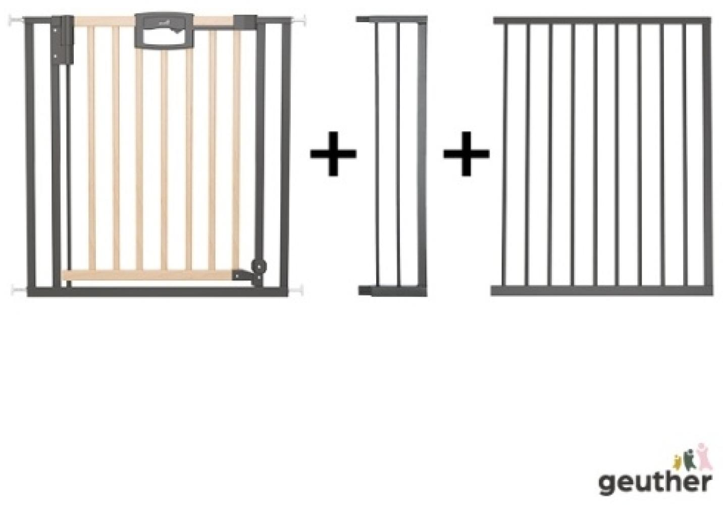 Geuther Türschutzgitter 'Easylock Plus' zum Klemmen für Öffnungen, Holz/ Metall , Natur/ Schwarz, 160,5 cm - 168,5 cm Bild 1