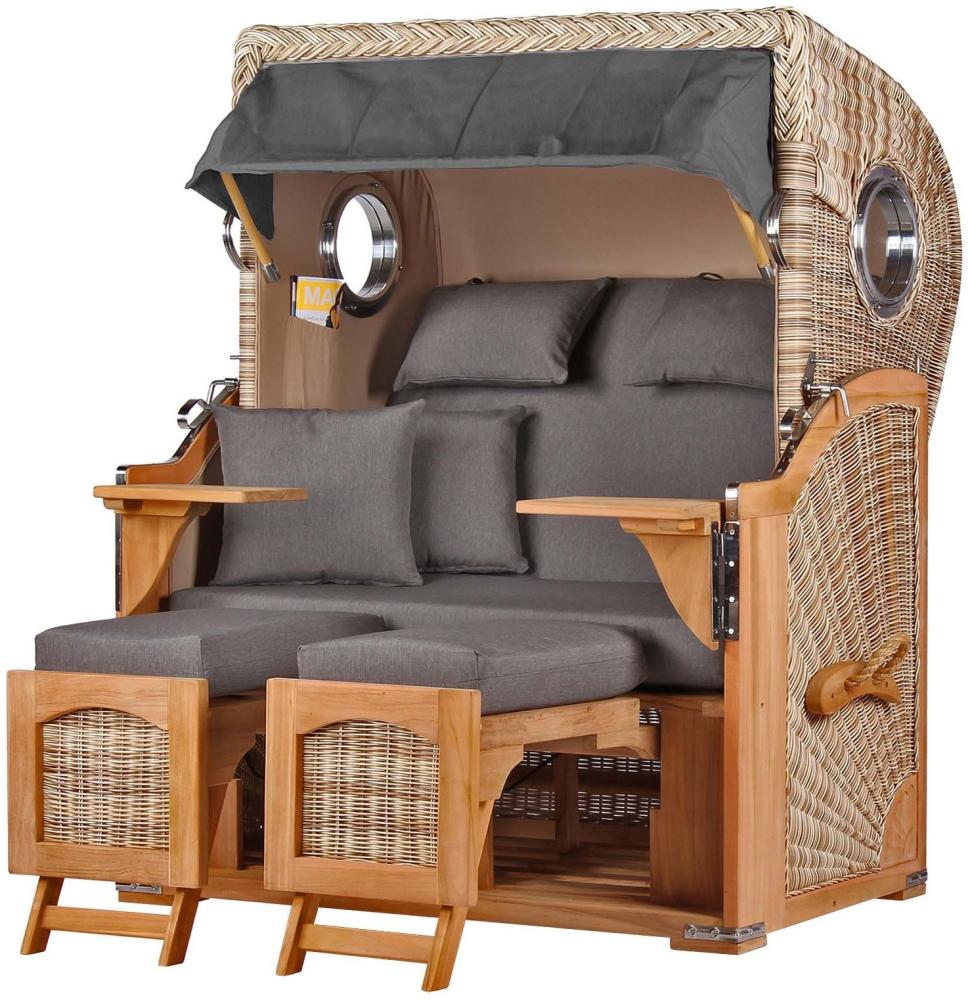 Strandkorb Komplettset - bene living - Ammersee Teak - PE shell - Modell 551 - inkl. Liftersystem Bild 1