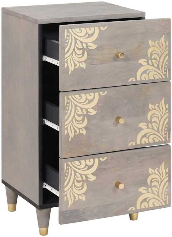 vidaXL Sideboard Grau und Gold 40 x 33 x 75 cm Massivholz Mango 4018795 Bild 1