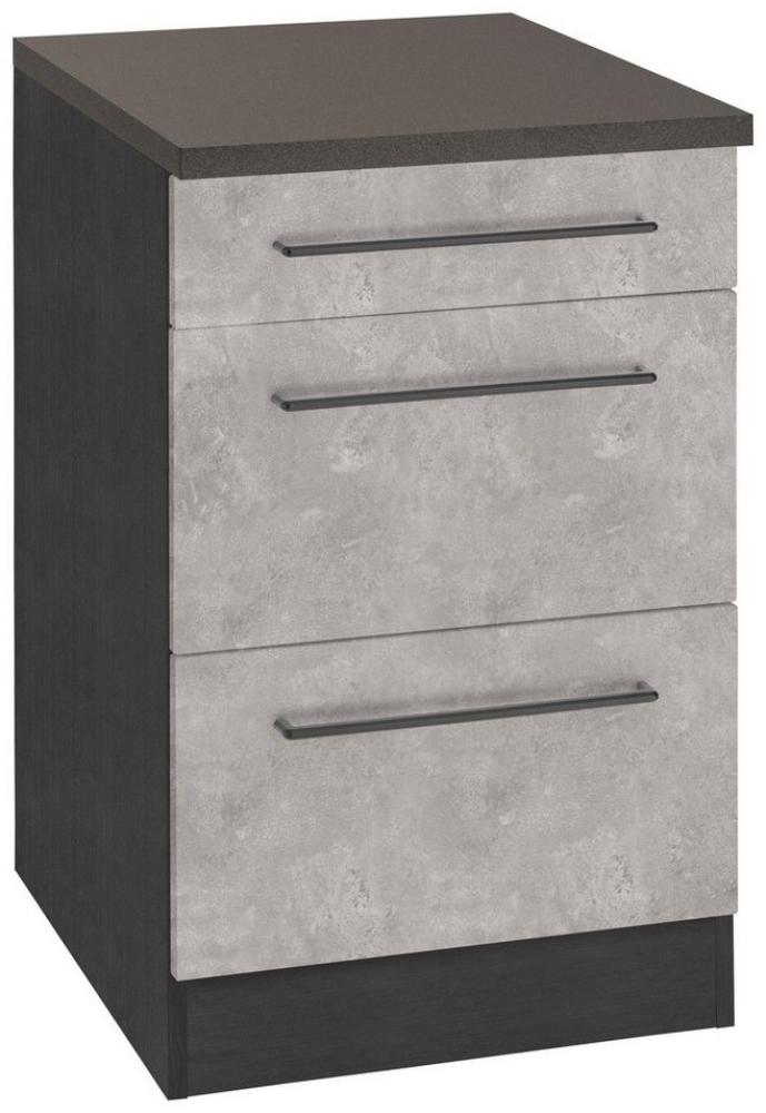 KOCHSTATION Unterschrank KS-Tulsa 50 cm breit, 1 Schubkasten, 2 große Auszüge, Metallgriff, MDF Front Bild 1