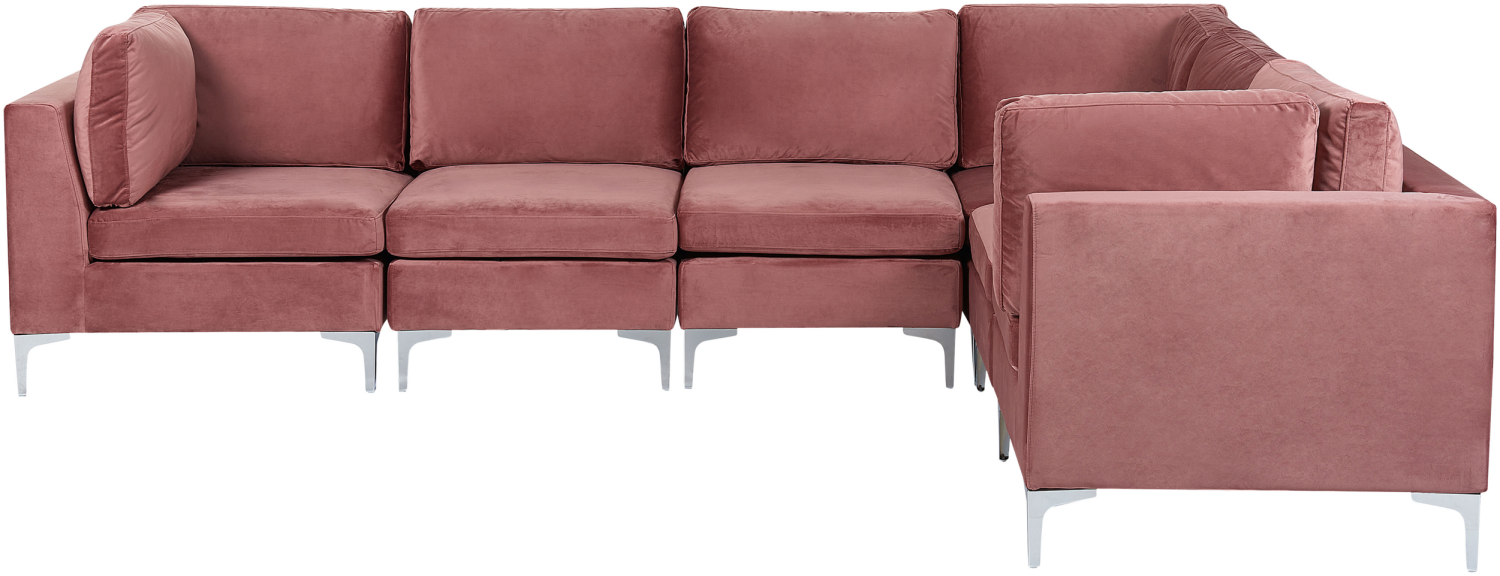Ecksofa EVJA Samtstoff Rosa Linksseitig Bild 1