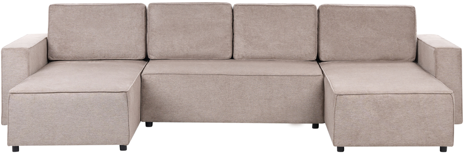 U-förmiges Sofa VATNE Hellbraun Stoff Symmetrisch Bild 1