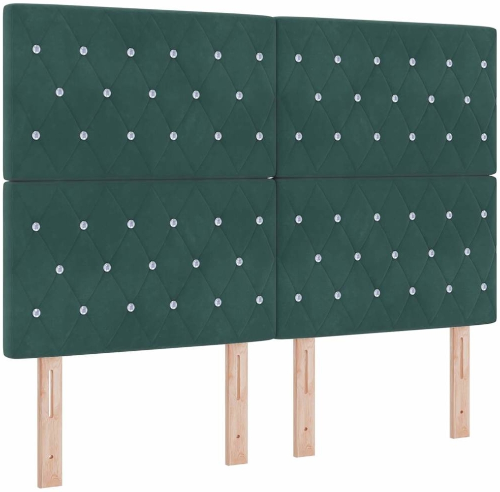 vidaXL LED Boxspringbett mit Matratze Dunkelgrün 140 x 190 cm Stoff 3343247 Bild 1