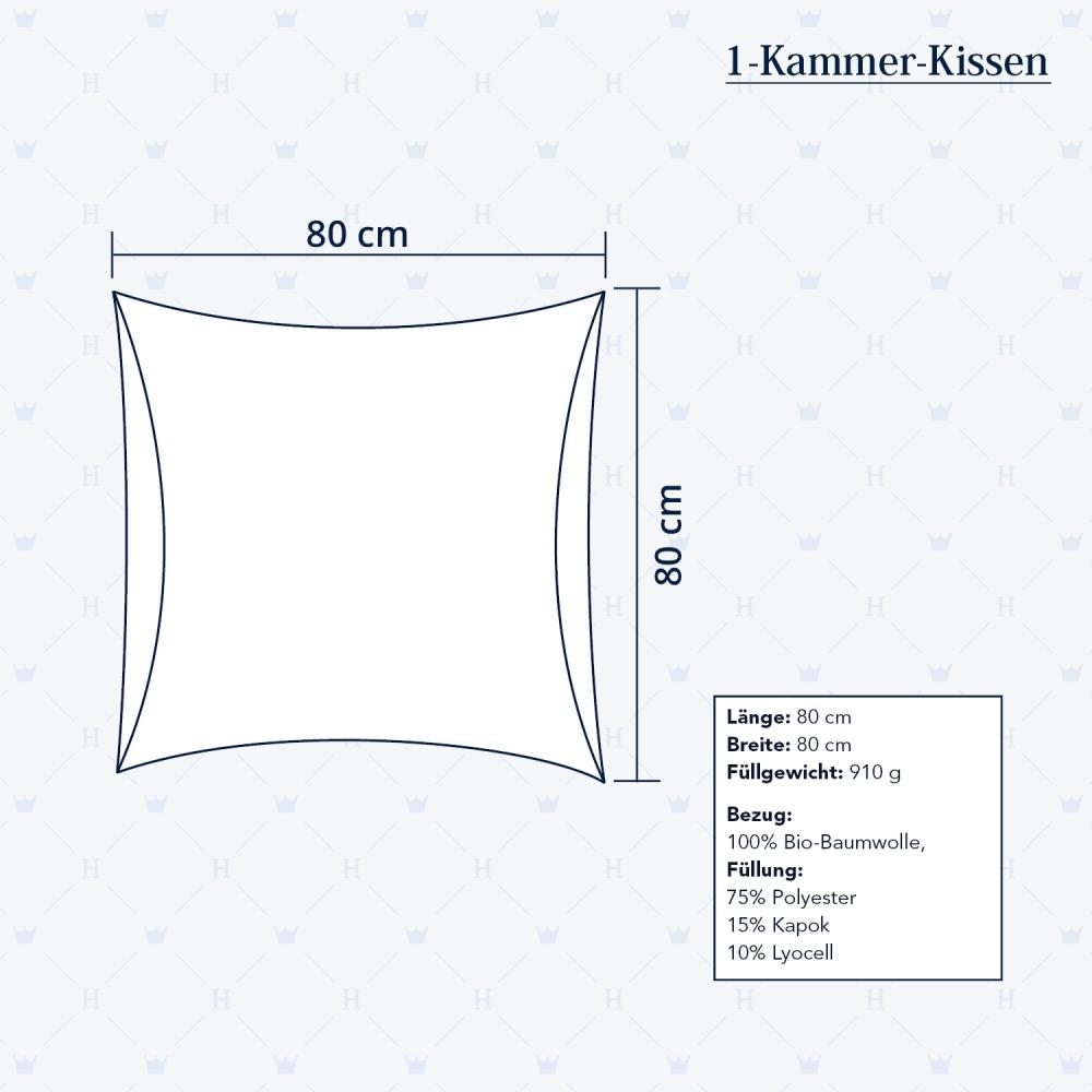 Heidelberger Bettwaren Kopfkissen 80x80 cm, Made in Germany | Kissen mit Überzug und Reißverschluss | Kapok-Füllung, hypoallergen, vegan | Serie Kanada Bild 1