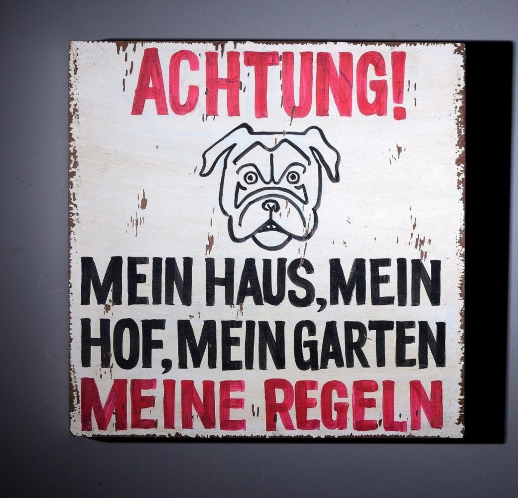 Wall Art Deko Holzschild "Achtung!. " im Vintage Look Bild 1