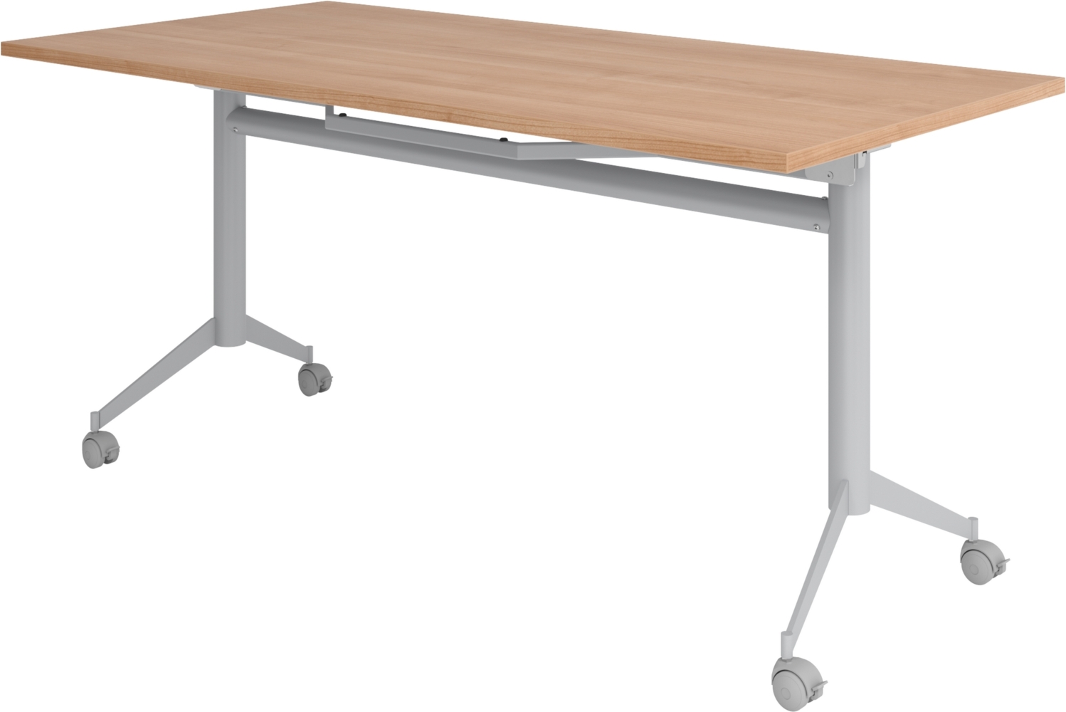 bümö Klapptisch Nussbaum 160 x 80 cm klappbar & fahrbar, klappbarer Schreibtisch auf Rollen, Klappschreibtisch, Tisch klappbar, Klappbarer Tisch, Klapptisch Holz-Platte, Gestell stabil aus Metall, KF16-N Bild 1