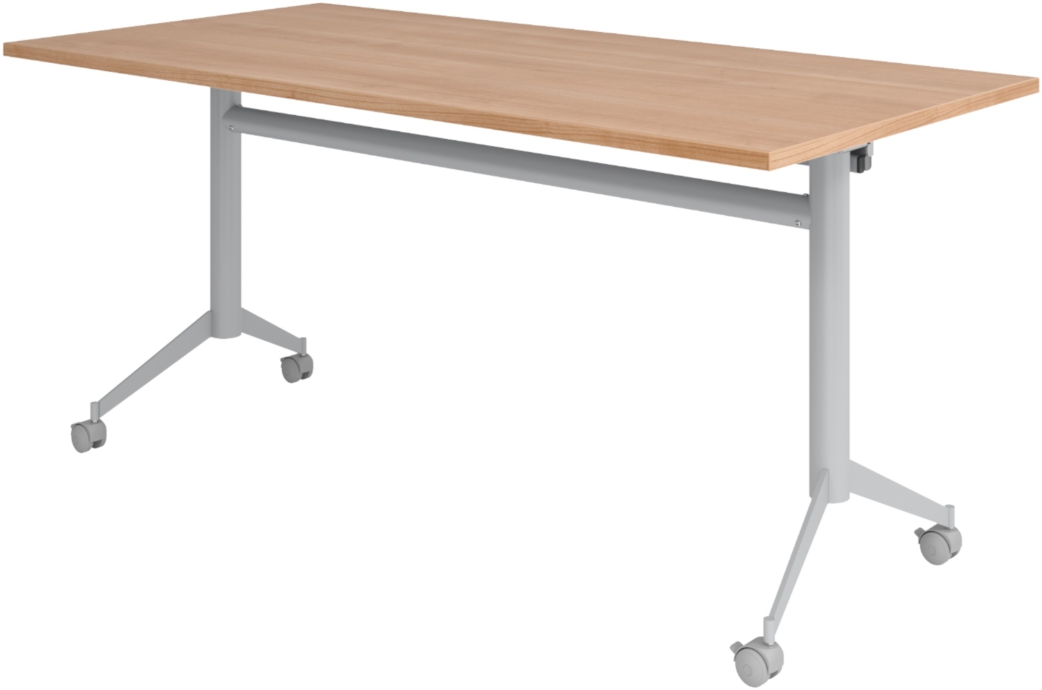 bümö Klapptisch Nussbaum 160 x 80 cm klappbar & fahrbar, klappbarer Schreibtisch auf Rollen, Klappschreibtisch, Tisch klappbar, Klappbarer Tisch, Klapptisch Holz-Platte, Gestell stabil aus Metall, KF16-N Bild 1