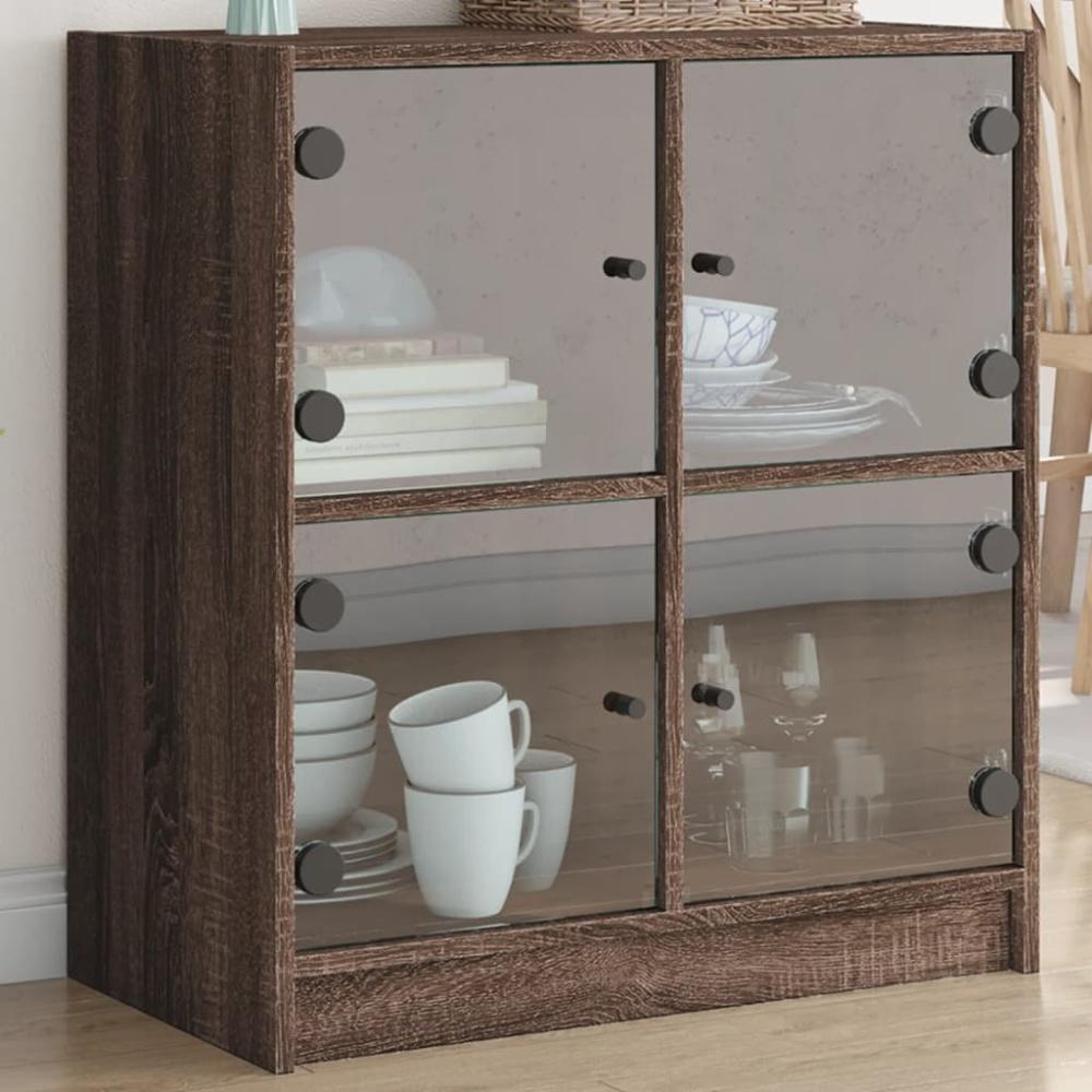 vidaXL Beistellschrank mit Glastüren Braun Eichen-Optik 68x37x75,5 cm 836384 Bild 1