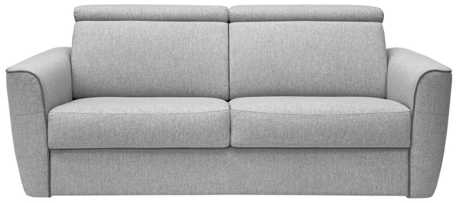 Vente-unique - Schlafsofa mit Matratze 3-Sitzer - Liegefläche 140 cm - Matratze 13 cm - Stoff - Hellgrau - FLUTARI Bild 1