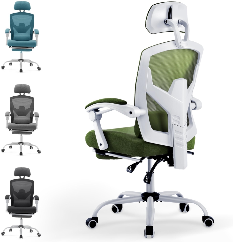 DUMOS Bürostuhl Ergonomisch - EIN Schreibtischstuhl mit Komfortarmlehnen, Ausgestattet mit Einer Bequemen Lendenwirbelstütze und Fußstütze, Office Chair Geeignet für Zuhause Bild 1