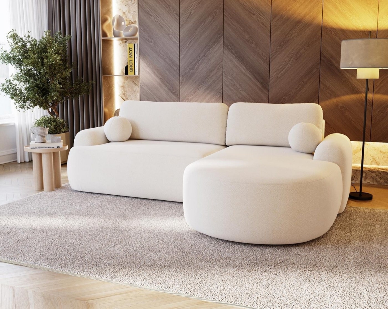 Compleo Ecksofa boucle mit breiter Ottomane OLIO, rundes Design, Exklusiv design, Stil: Modern/Japandi Bild 1