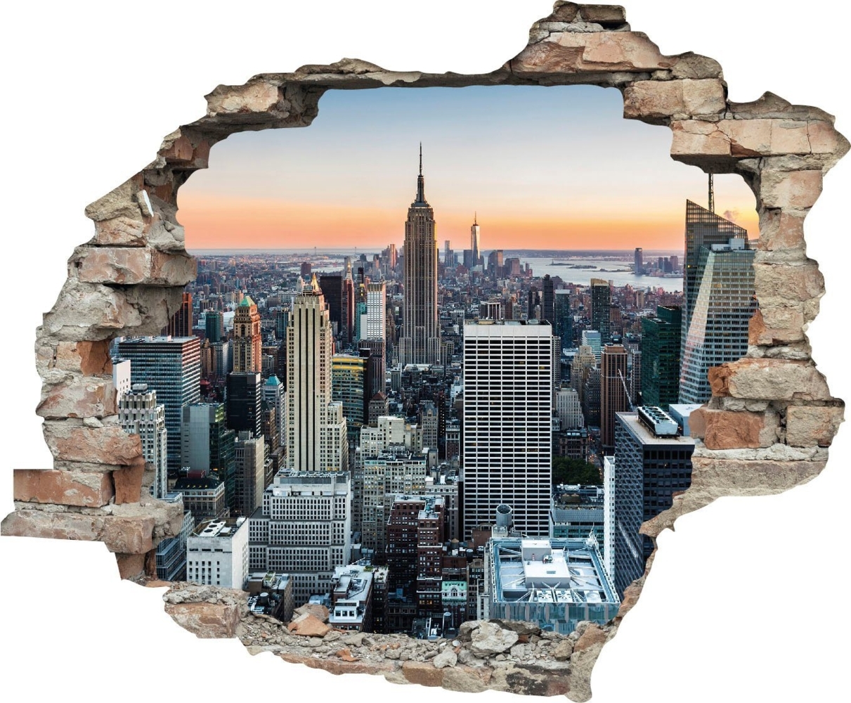 queence Wandtattoo New York (1 St), Wandsticker, Wandbild, selbstklebend, 3D, Wanddurchbruch Bild 1