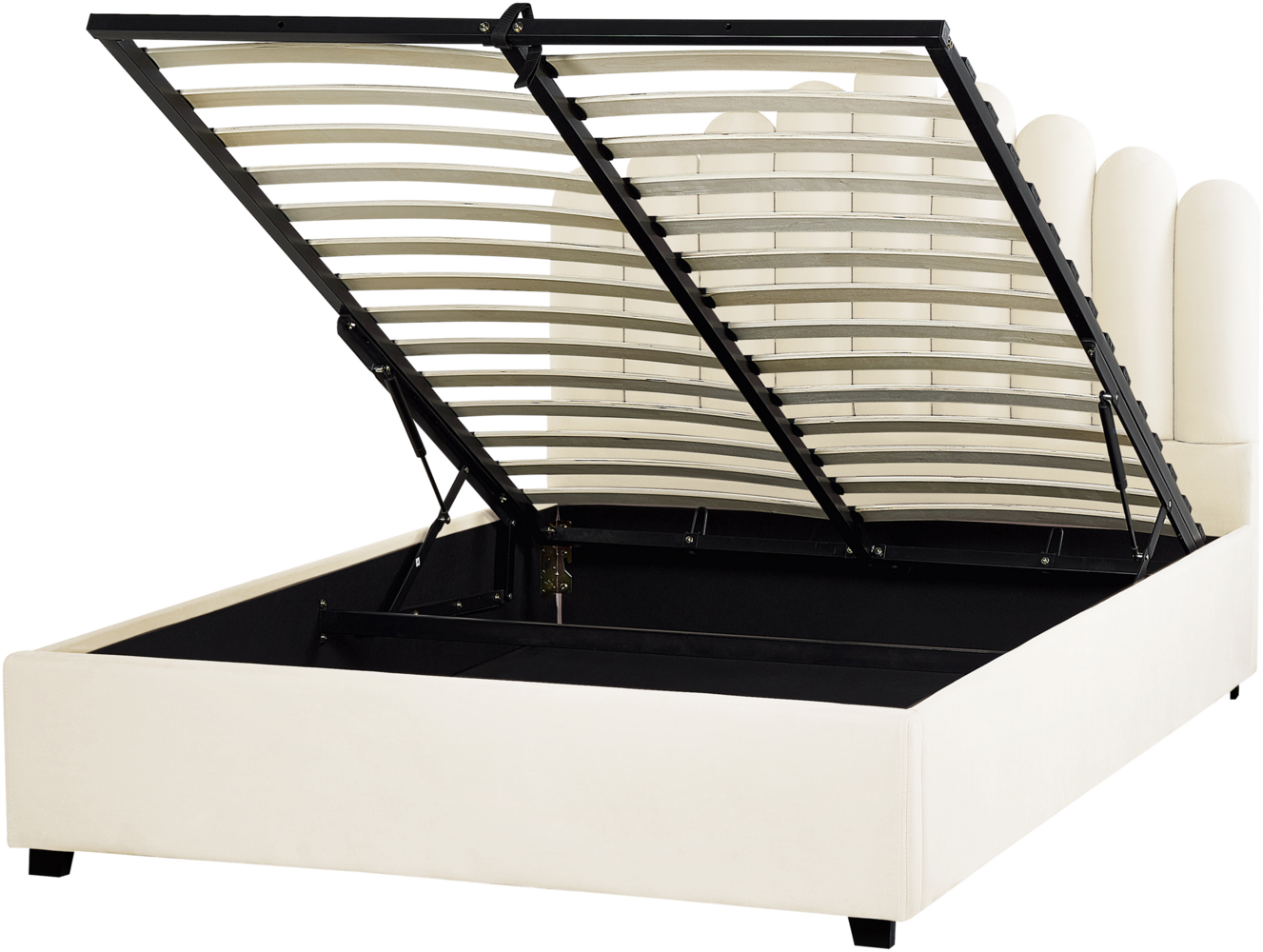 Beliani 'Vincennes' Polsterbett mit Stauraum, Samt, Weiß, 140x200 cm Bild 1