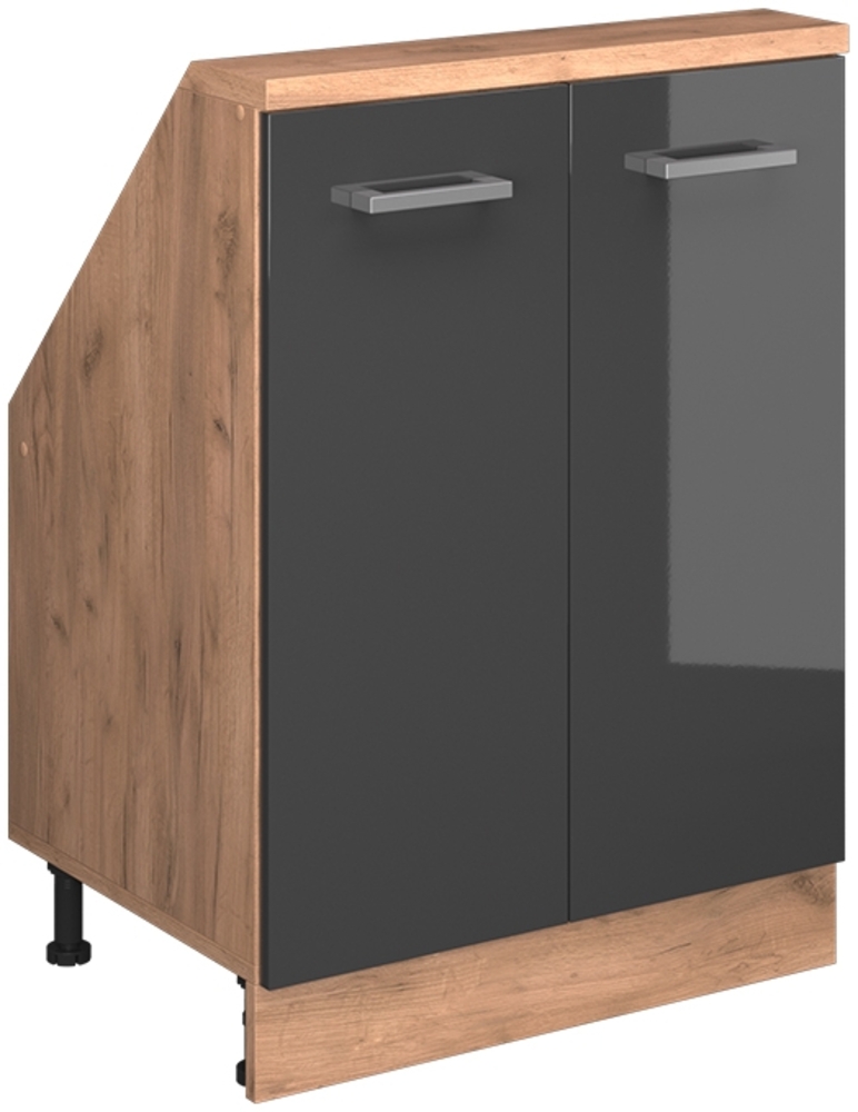 Küchenschrank für Dachschrägen R-Line Anthrazit Hochglanz 60 cm mit 2 Türen Vicco Bild 1